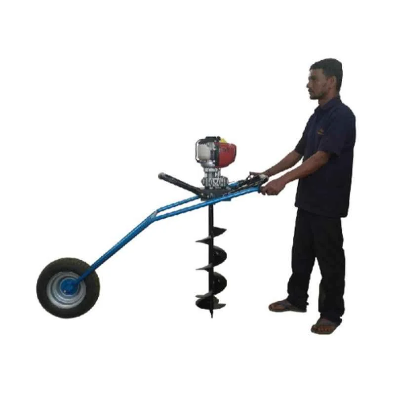 Heavy Duty 63CC Single Wheel Trolley Type Earth Auger with 4 inch Drill