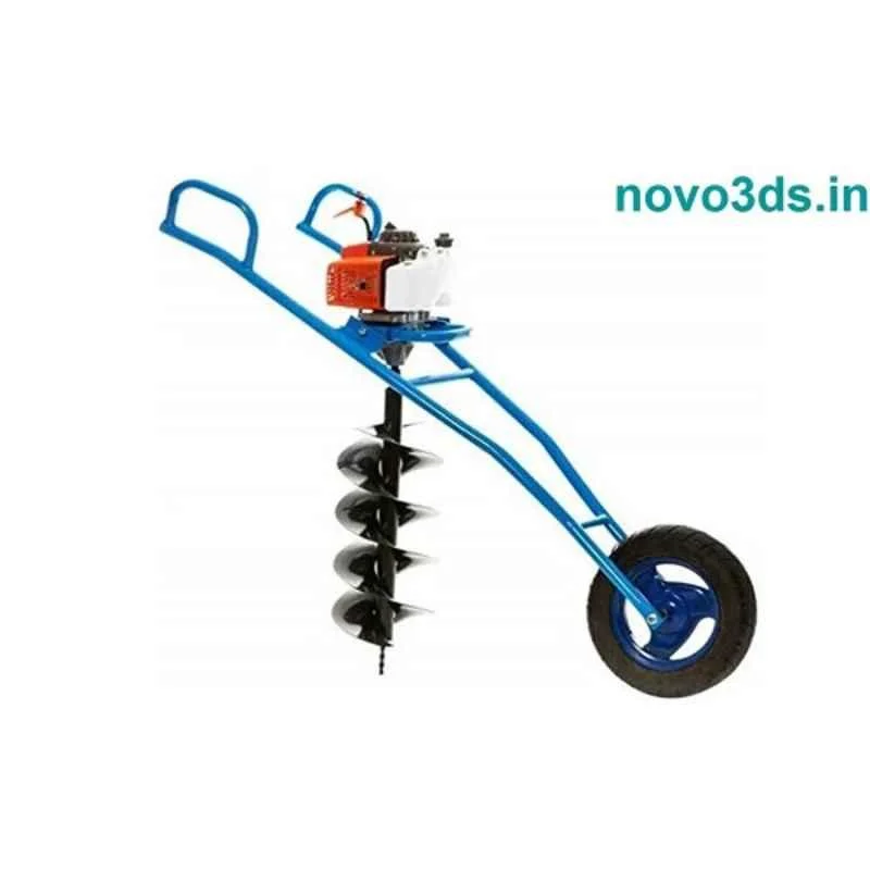 Heavy Duty 63CC Single Wheel Trolley Type Earth Auger with 6 inch Drill
