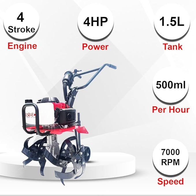 Heavy Duty 4 HP Mini Power Tiller/Cultivator With high Carbon Steel Blade (2 Years Warranty)