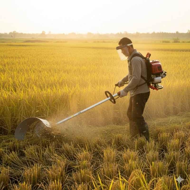 Greenleaf 3 HP 63CC 2 Stroke Petrol Engine Backpack Brush Cutter with Weeder/Tiller Chainsaw Paddy Guard and Blade Attachments,