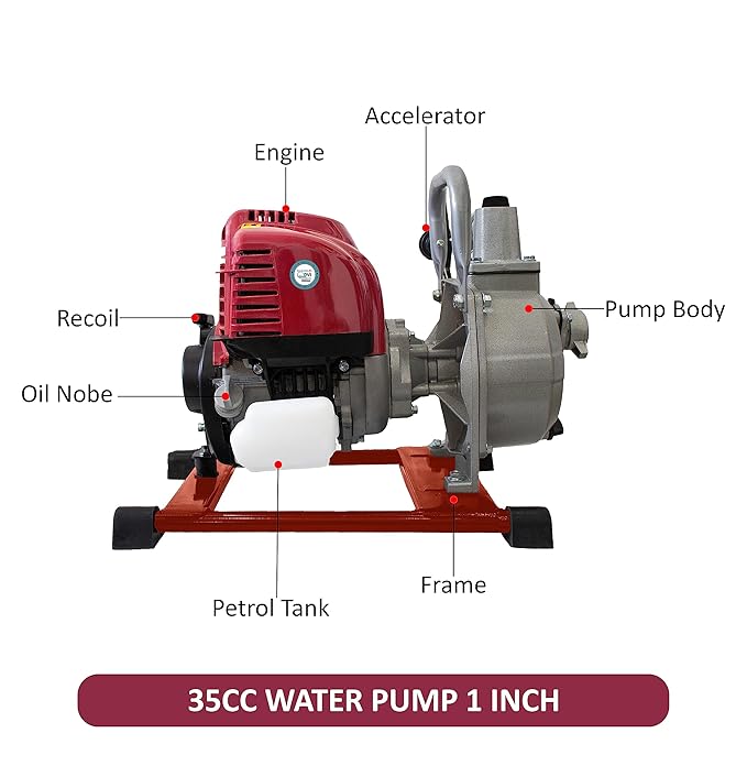 Petrol Engine Water Pump of 1.5 inch 4 Stroke With 35 cc Displacement Used For Irrigation, Water Logging