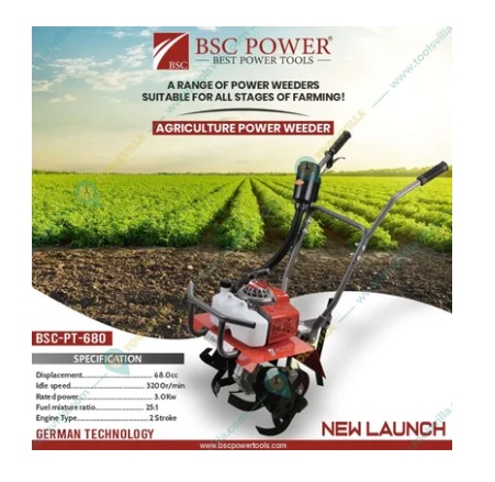 BSC Power BSC-PT-680, 3.0kw 2-Stroke 68cc Mini Power Weeder for Agriculture
