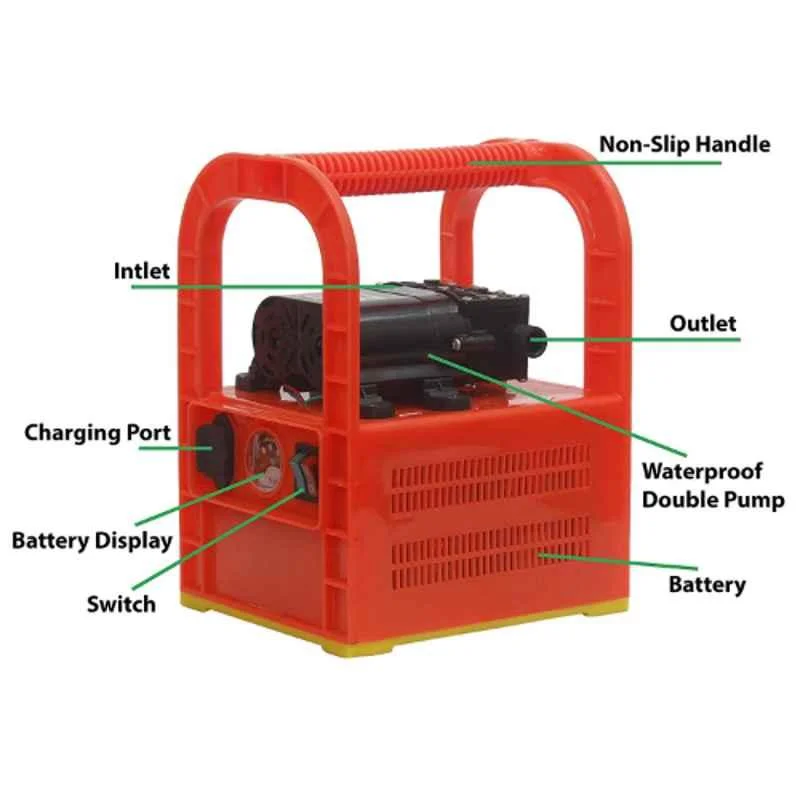 Greenleaf 12V 7.5lpm Portable Double Motor Battery Sprayer with 30ft Hose Pipe