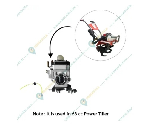 Carburetor and Fuel Filter with Pipe for Petrol Power Tiller 63/68 CC, 3HP