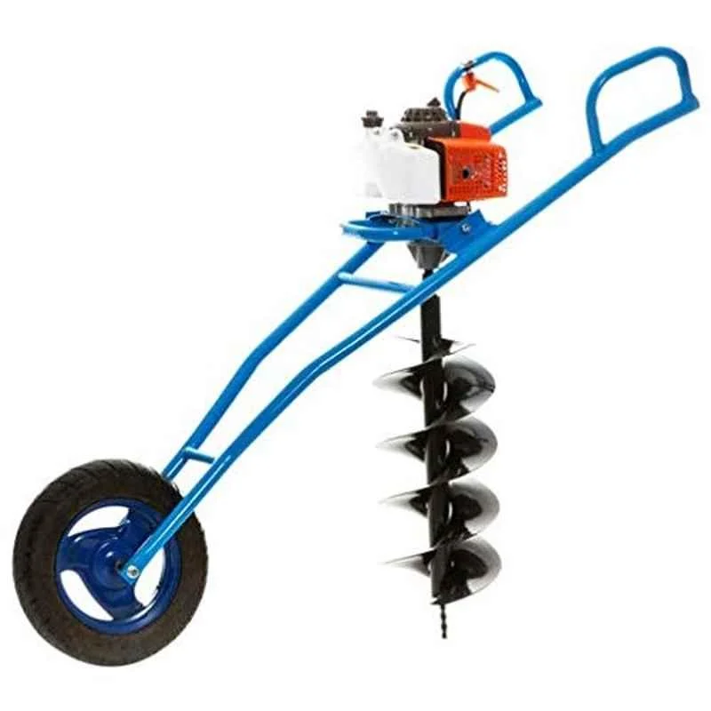 Heavy Duty 63CC Single Wheel Trolley Type Earth Auger with 12 inch Drill