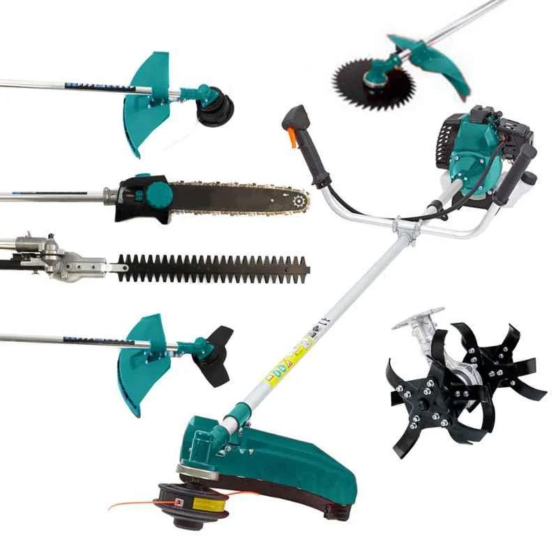 Greenleaf 2.5HP 52cc 2 Stroke 6 in 1 Brush Cutter with Weeder, Tiller Chainsaw & Blade Attachments