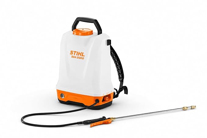Stihl SGA 2000 Cordless Battery Backpack Sprayer, 20L Agricultural Sprayer with 6 Bar Pressure, 8+ Hours Runtime, 4 Nozzle Options, Orange & White